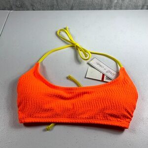 Salt & Cove Bralette Bikini Top Womens XS Orange Textured Stretch Swimwear Beach